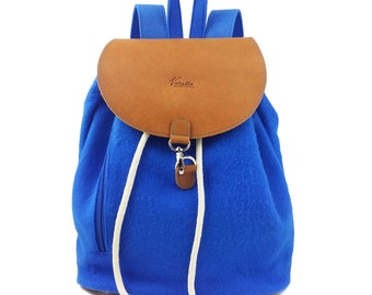 Venetto concepteur feutre sac à dos sac à dos en cuir et feutre de lumière bleue
