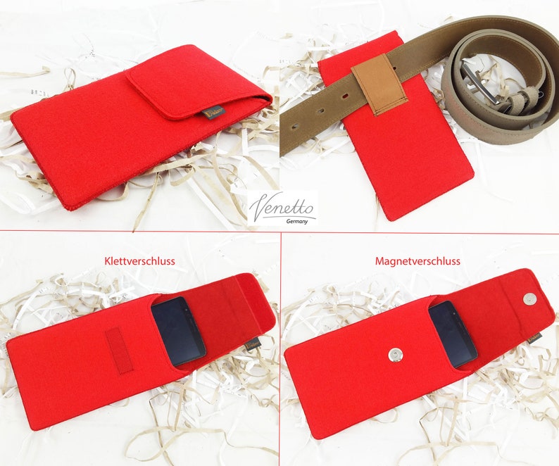 5.0-6.4 vertical waist pocket pocket for smartphone cellphone bag red image 1