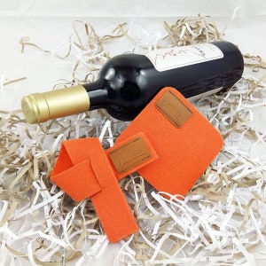 Set for wine wine cuff Tropfstopper wine collar scarf made of felt orange image 2