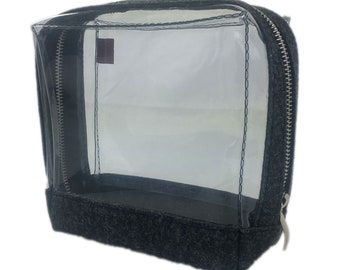 Sac de toiletry pour le sac cosmétique de maquillage a fait feutre sac de sac de toilette sac de toilette pour le sac de voyage de voyage de cosmétiques de maquillage noir transparent