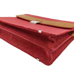 Briefcase bag for MacBook surface Shoulder bag Uni Laptop Office Pocket Red image 3