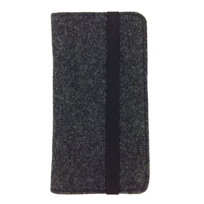 5.2-6.4 bookstyle Wallet case bag sleeve cover felt bag Filzhülle protective cover made of felt for mobile phone black mottled image 2