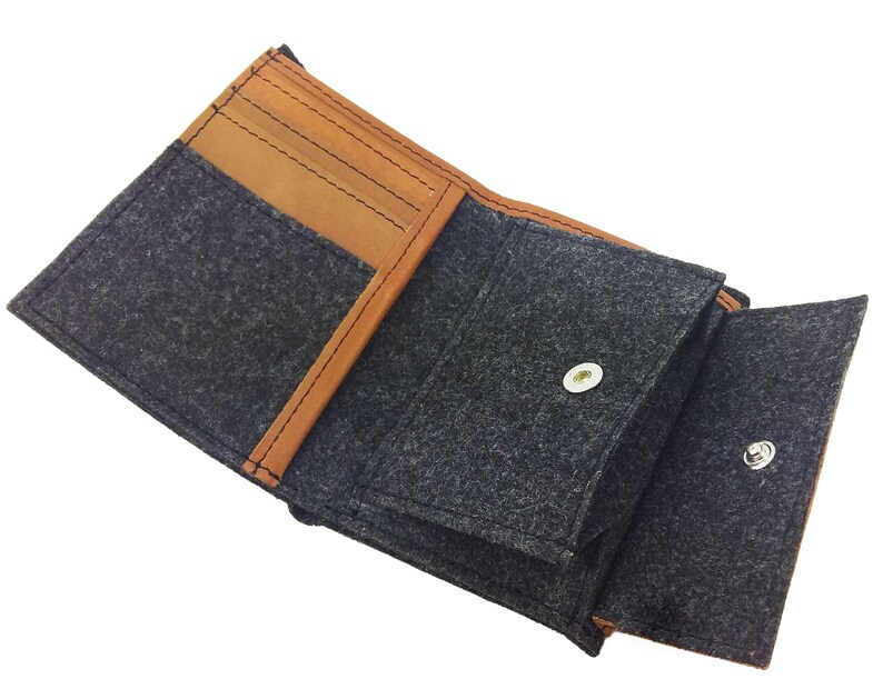 Black Brown wallet Purse wallet leather bag money image 3