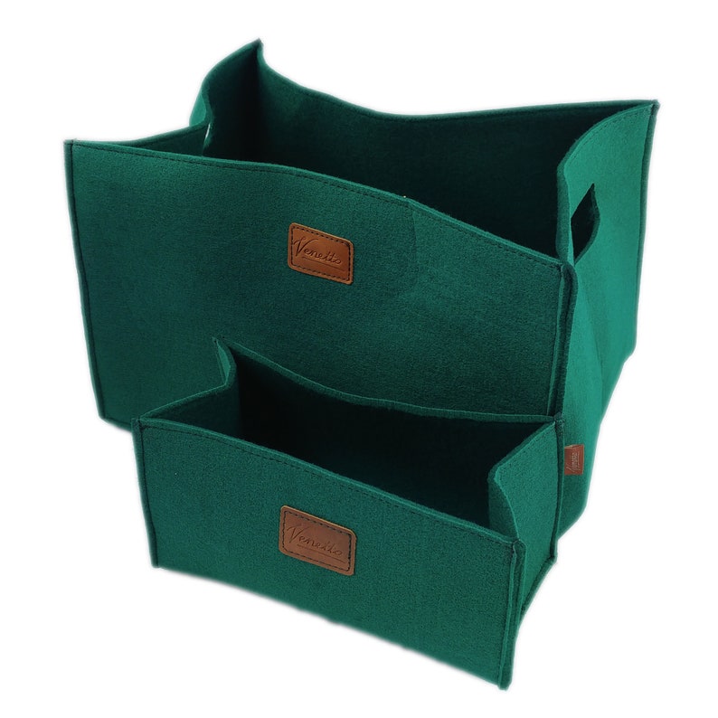 3-set Large box felt box storage box made of felt green image 3