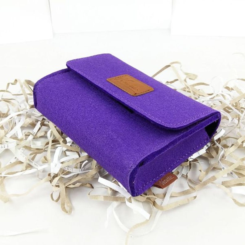 Mini cas sac sac sac pochette de feutre pour accessoires cosmétiques, violet image 2