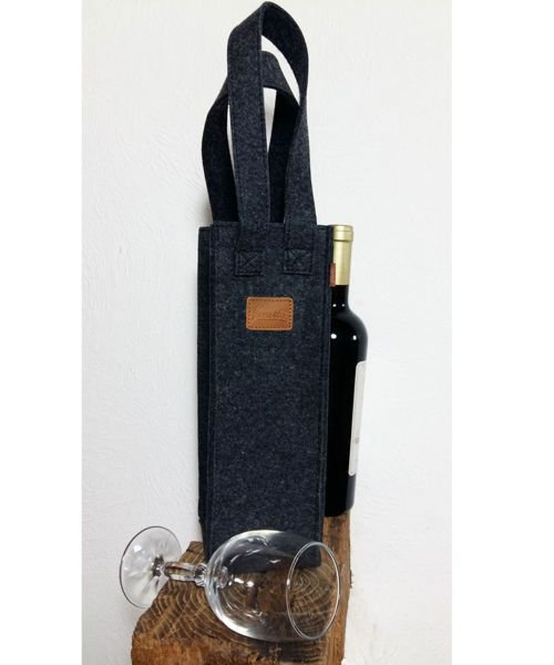 Gift Bag Bottle bag tote bag for wine bag felt bag blue image 3