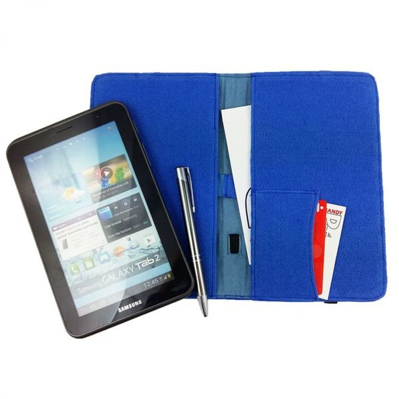 9.1-10.1 Customs organizer bag made of felt felt bag Filzhülle cover Tablethülle cover with card compartment, universal blue light image 4