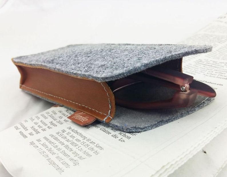 Glasses case case case protective case case felt bag for glasses grey image 3