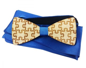 Extravagant wooden fly bow fly men's bow fly, blue