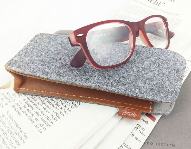 Glasses case case case protective case case felt bag for glasses grey image 1