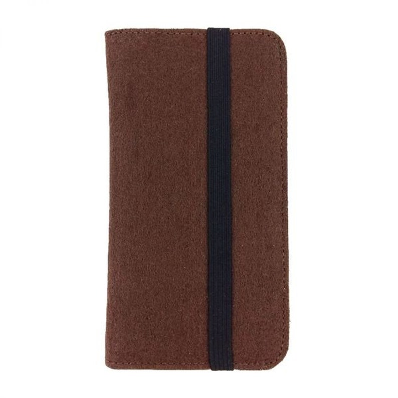 5.2-6.4 Bookstyle livre Etui Smartphone Smartphone Pocket case pour téléphone mobile-feutre sac, brun image 2