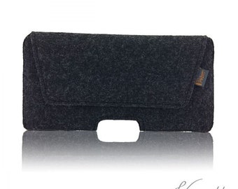 5-6.4 « horizontal pouch affaire Fanny Pack ceinture Sachet Pochette Sac pour mobile du feutre, noir
