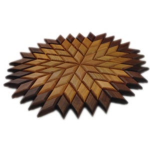Big Star Sun Energy Power Nature Mosaic Solid Wood Walnut Oak Beech Handmade Decoration Decorating Rustic Minimalist image 3