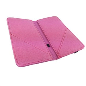 5.2-6.4 bookstyle wallet case pouch cover case for smartphone folding bag made of felt, pink image 4