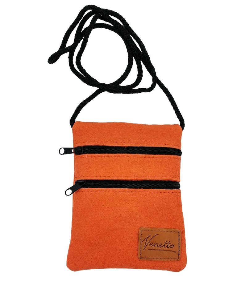 Pocket Bag bag for money mobile phone documents felt bag purse wallet made of felt, orange image 1