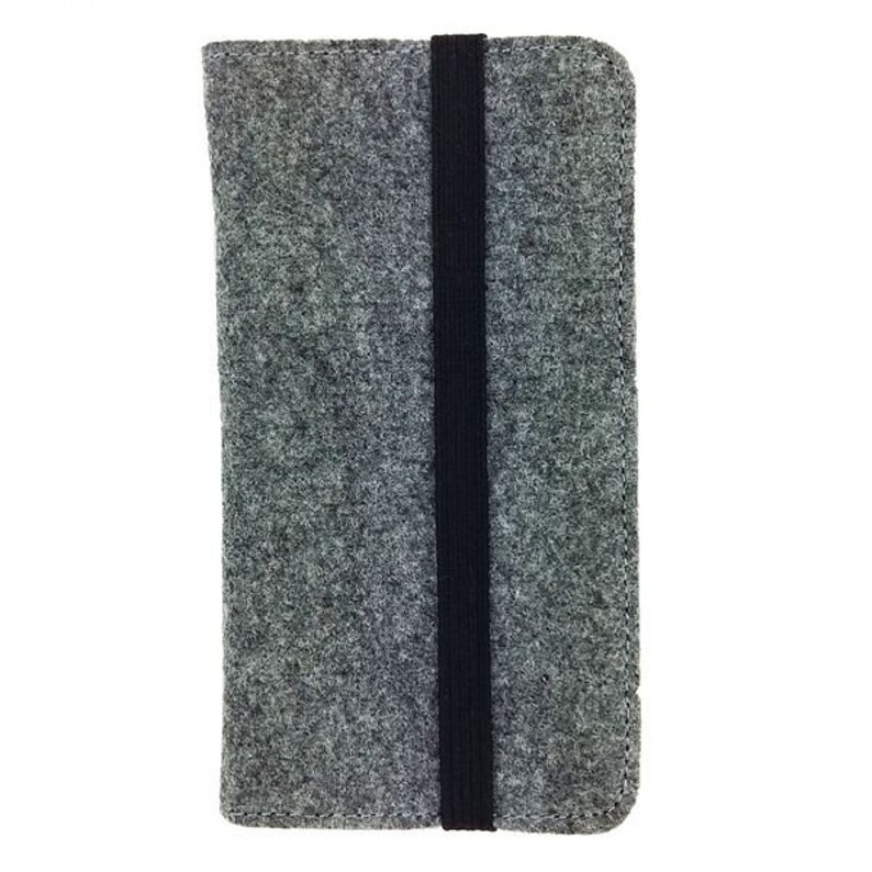 5.2-6.4 Bookstyle wallet case bag cover for mobile phone folding case cover, Grey, felt image 2