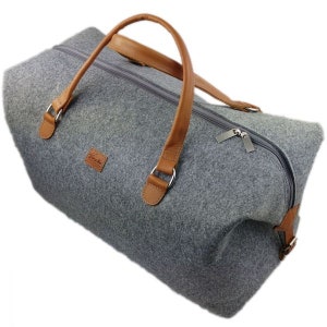 Sac de cabine Affaires de Weekender sac bandoulière sac en cuir et sac en feutre, feutre gris image 1