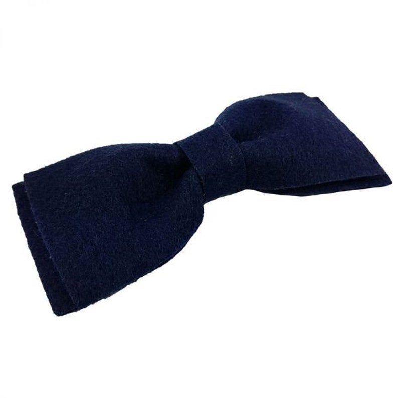 Unique mens fly bow fly made of felt with insert cloth, blue dark blue image 3