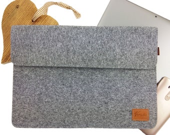 Bolsa de 13.3 "Funda protectora Para computadora portátil Surface Pro MacBook 13"Air M1 / M2 Bolsa de fieltro Notebook Bolsa de fieltro Funda Funda Bolsa protectora Gris vegano