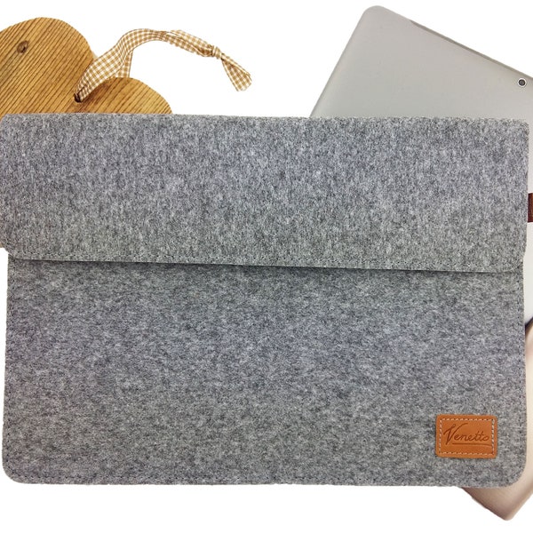 Bolsa de 13.3 "Funda protectora Para computadora portátil Surface Pro MacBook 13"Air M1 / M2 Bolsa de fieltro Notebook Bolsa de fieltro Funda Funda Bolsa protectora Gris vegano