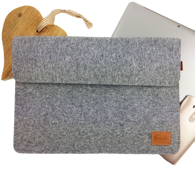 13.3 Case Bag Beschermhoes Laptop Surface Pro MacBook 13 Air M1/M2 Felt Bag Notebook Felt Bag Case Sleeve Beschermende Tas Vegan Grijs afbeelding 1