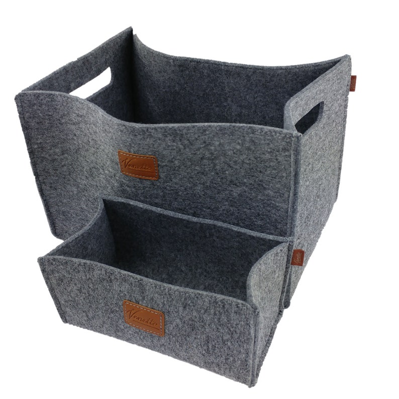 Set of 3 Box Felt Box Storage Box Basket Box Box Felt Basket for Ikea Furniture Grey Anthracite image 4