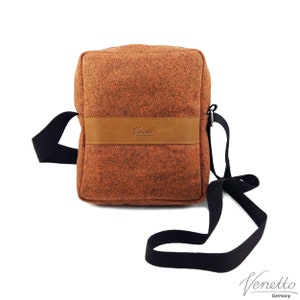 Umhängetasche Schultertasche Handtasche Freizeittasche Filztasche Tasche aus filz, Orange meliert