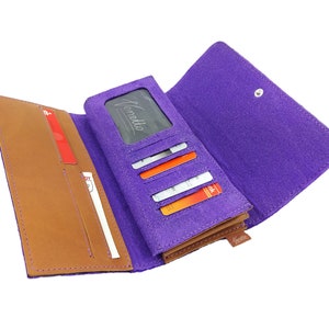 Venetto portemonnee wallet portemonnee portemonnee paarse voelde afbeelding 3