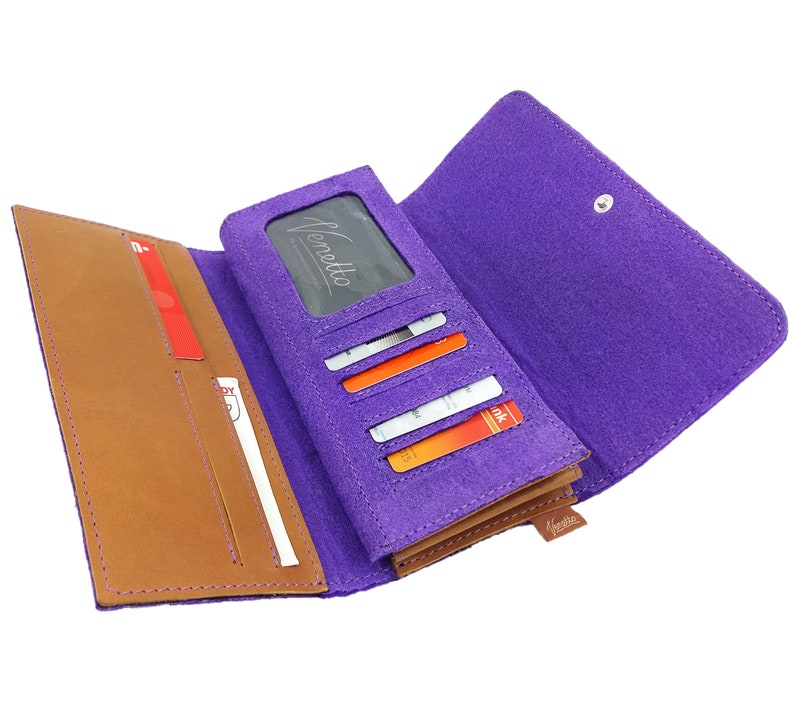 Venetto portemonnee wallet portemonnee portemonnee paarse voelde afbeelding 3