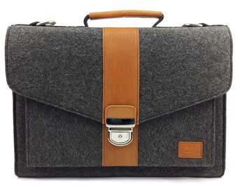 DIN A4 Businesstasche Umhängetasche Aktentasche Arbeitstasche Handtasche Herren Damen Filztasche Tasche aus Filz mit Schultergurt Schwarz