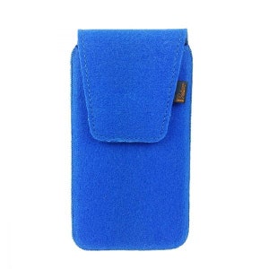 5.0-6.4 vertical handbag bag for mobile phone felt bag case, blue image 1