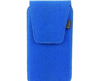 5.0-6.4 "vertical handbag bag for mobile phone felt bag case, blue