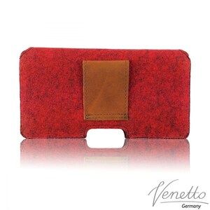 5.0 6.4 Bolsa horizontal panza bolsillo cruz bolso fieltro manga funda protectora hecha de fieltro rojo imagen 2