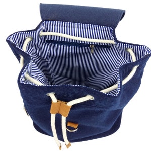 Venetto Backpack bag made of felt felt backpack unisex handmade, blue dark blue image 6