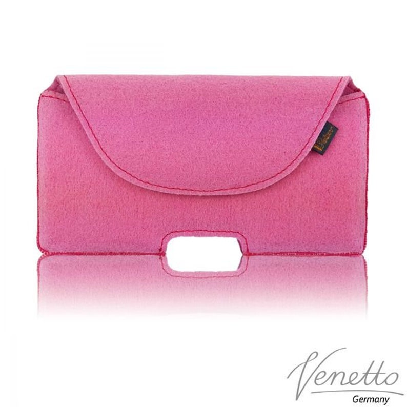 5.0 6.4 Horizontal Bauchtasche Gürteltasche Quertasche Tasche aus Filz Filztasche für Handy Pink Bild 1