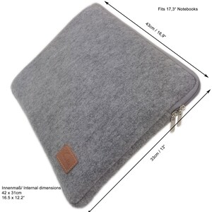 17,3 inch 17 case tas beschermhoes vilt tas beschermhoes voor notebook, laptop grijs afbeelding 7