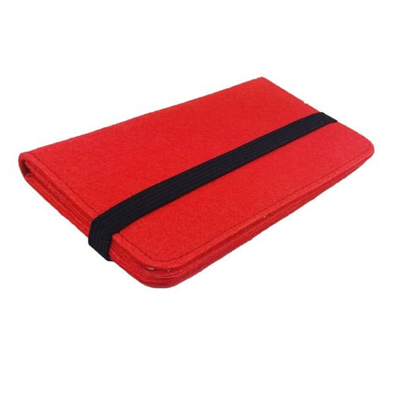 5.2-6.4 Bookstyle portefeuille affaire sac manchon couverture mobile pliant sac rabattable couvercle du feutre, rouge image 2