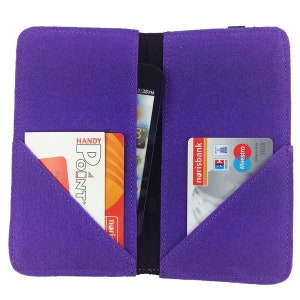 5.2-6.4 Bookstyle portefeuille affaire Sac housse housse pour mobile du feutre violet pourpre image 1