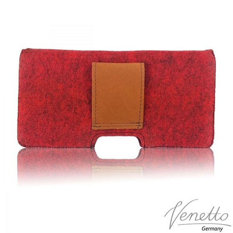 5.0-6.4 felt bag mobile phone case pouch case made of felt for belt belt bag Cross pocket, red image 2