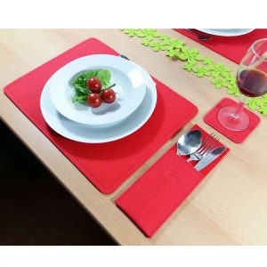 4-seatset tableset table decoration Place Mat table Mat table-top-felt, red image 2