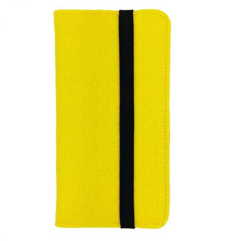 5.2-6.4 Bookstyle Wallet case pocket folding case case made of felt for smartphone, yellow image 2