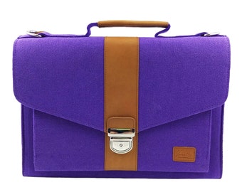 Bolso de mano de bolso de hombro DIN A4 Organizer que lleva bolso de fieltro con tirantes, morado