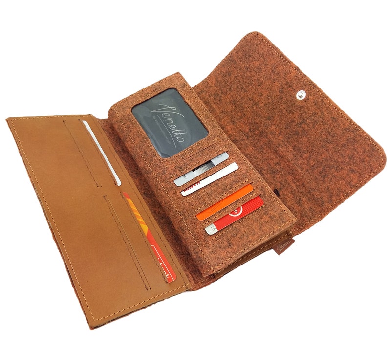 Venetto Wallets Wallet Purse felt and leather orange image 3