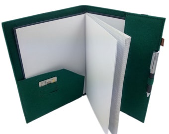 DIN A5 Cover Drawing Folder Livret de reliure pour calendrier Cahier Cahier Cahier d’exercices / Cadeau pour votre enfant / Pantalon De carte de pochette en feutre Compartiment Vert