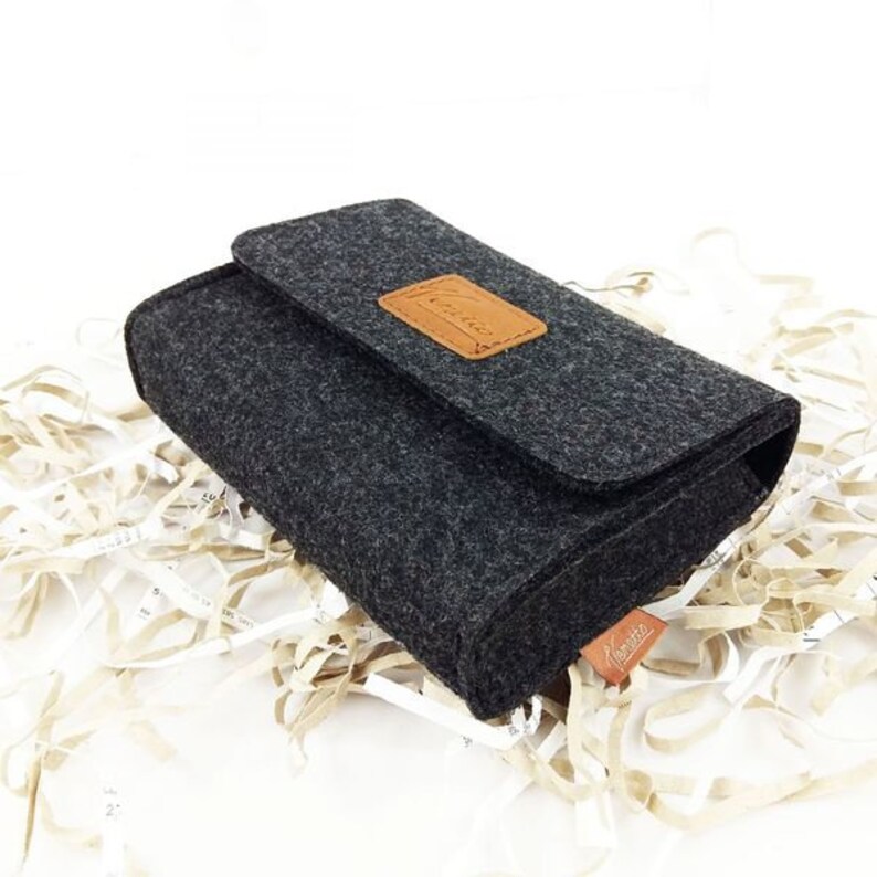 mini bag bag bag case made of felt for accessories makeup bag storage bag black mottled image 4