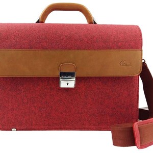 Briefcase bag for MacBook surface Shoulder bag Uni Laptop Office Pocket Red image 1