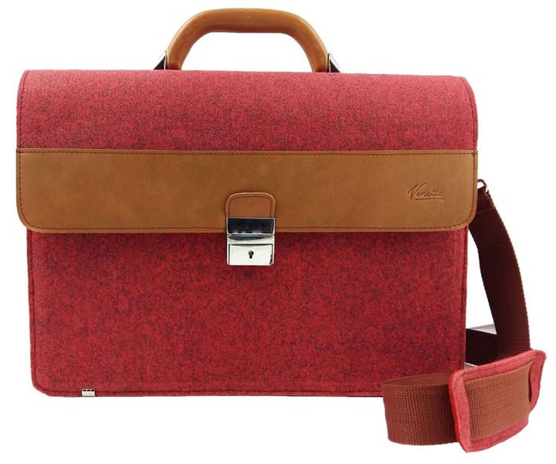 Briefcase bag for MacBook surface Shoulder bag Uni Laptop Office Pocket Red image 1