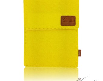 Felt bag Filzhülle case for ebook reader, Yellow