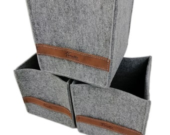 ensemble de 3 caisse de boîte stockage coffret boîte feutre storage case pour Allelei pour étagères IKEA gris