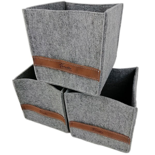 3-set Box felt box storage Box storage Box box for Allelei Also for IKEA Shelves grey